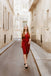 ROT VINTAGE NECKHOLDER BOW PENCIL KLEID