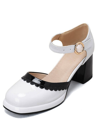 Weiß RETRO KNÖCHELRIEMEN HIGH HEELS SCHUHE