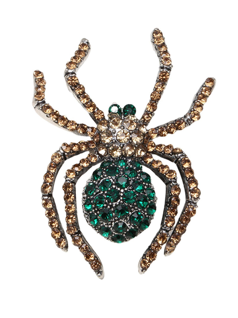 Retro Halloween Spinne Strass Brosche