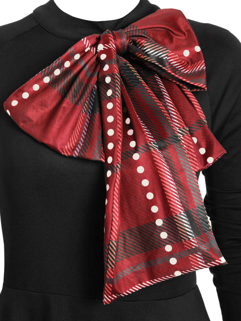 1950ER PATCHWORK BOW PLAID SWING KLEID