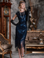 DUNKEL BLAU 1920ER FRANSEN GATSBY FLAPPER KLEID