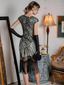 HELLGRAU 1920ER PAILLETTEN FRANSEN FLAPPER KLEID