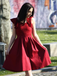 1950ER WEINROT SOLIDE SATIN SWING KLEID
